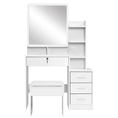 Artiss Dressing Table Stool Set 4 Drawers White - Mekamart Australia