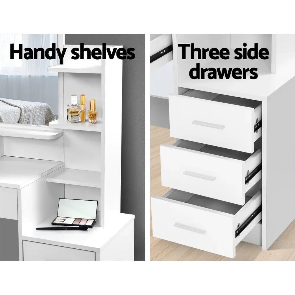 Artiss Dressing Table Stool Set 4 Drawers White - Mekamart Australia