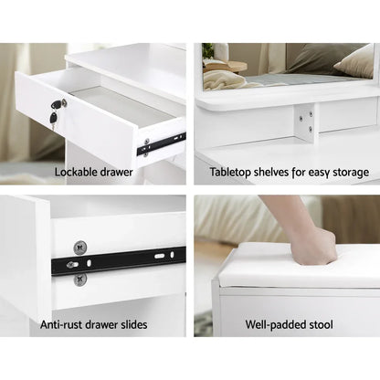 Artiss Dressing Table Stool Set 4 Drawers White - Mekamart Australia