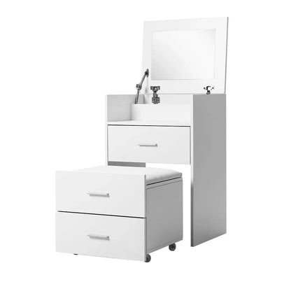Artiss 2-in-1 Dressing Table Stool Set Bedside Table White - Mekamart Australia