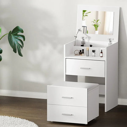 Artiss 2-in-1 Dressing Table Stool Set Bedside Table White - Mekamart Australia