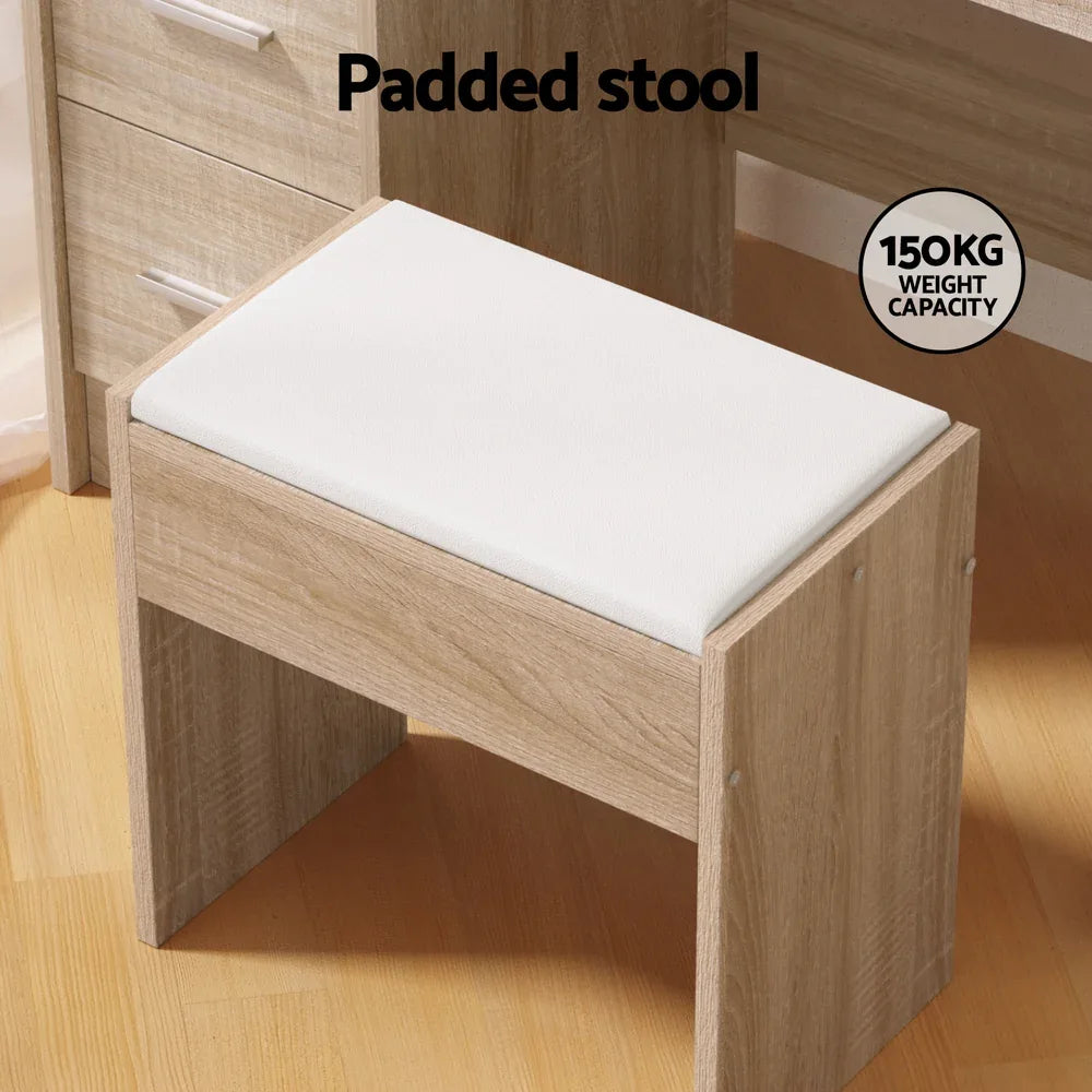 Artiss Dressing Table Set Stool 10 Led Bulbs Wood - Mekamart Australia