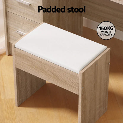 Artiss Dressing Table Set Stool 10 Led Bulbs Wood - Mekamart Australia