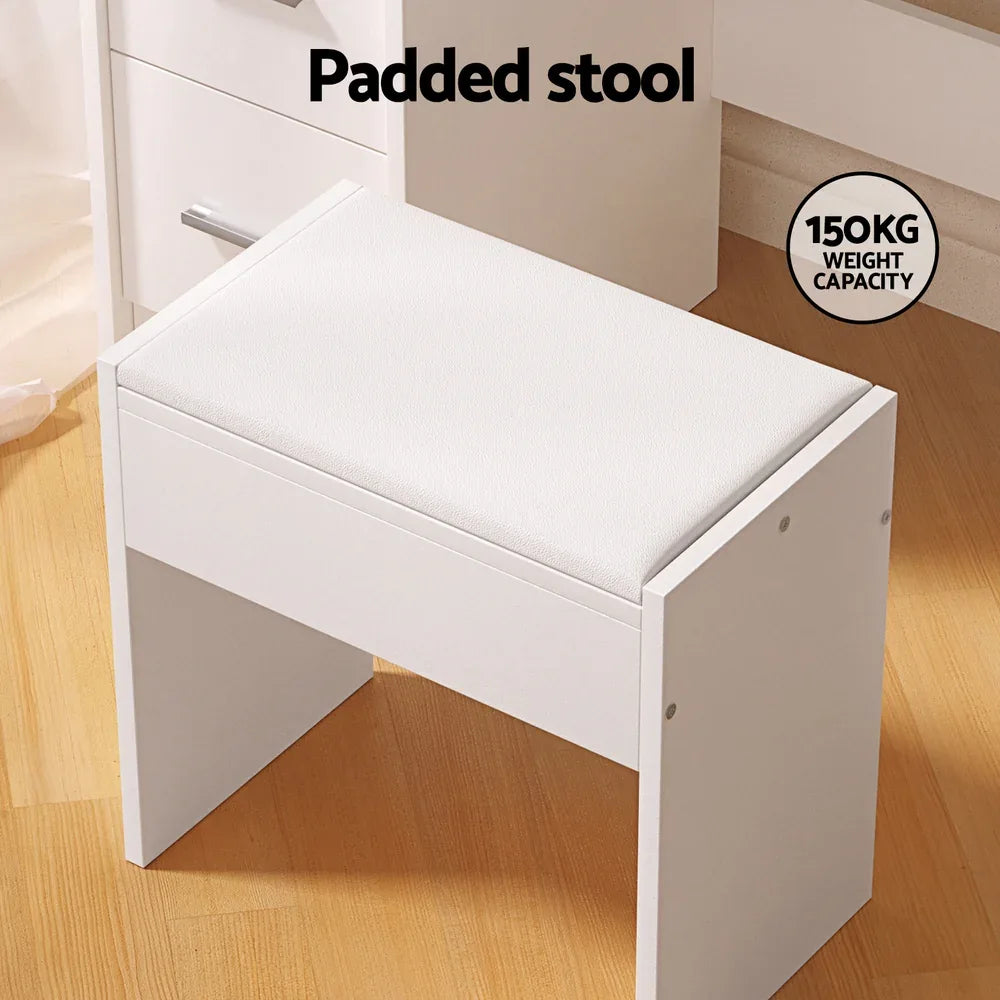 Artiss Dressing Table Set Stool 10 Led Bulbs White Dylan - Mekamart Australia