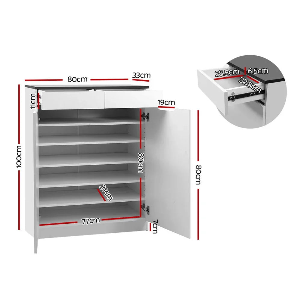 Artiss Shoe Rack Cabinet 30 Pairs White Eve - Mekamart Australia