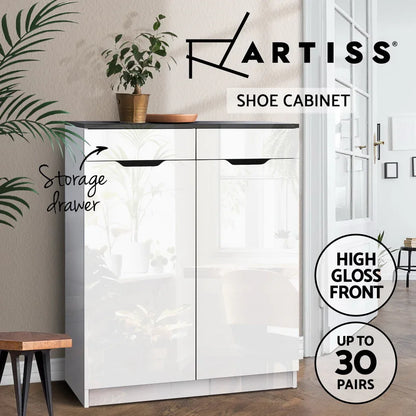 Artiss Shoe Rack Cabinet 30 Pairs White Eve - Mekamart Australia