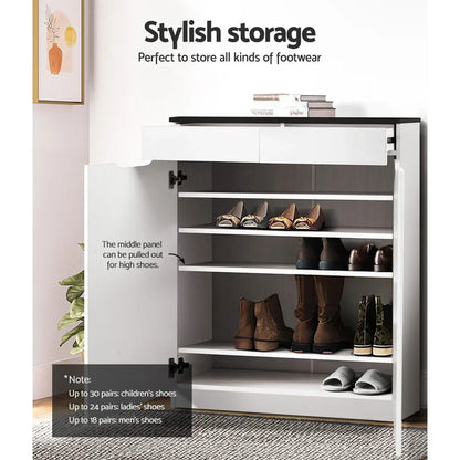 Artiss Shoe Rack Cabinet 30 Pairs White Eve - Mekamart Australia