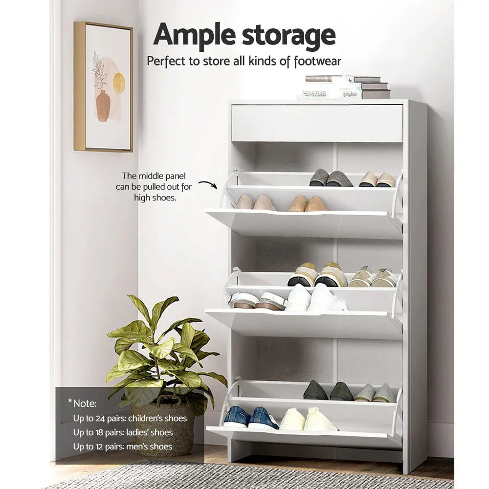 Artiss Shoe Rack Cabinet 24 Pairs White Luna - Mekamart Australia