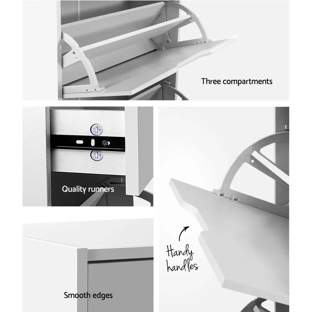 Artiss Shoe Rack Cabinet 24 Pairs White Luna - Mekamart Australia
