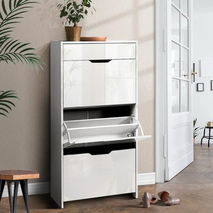 Artiss Shoe Rack Cabinet 24 Pairs White Luna - Mekamart Australia