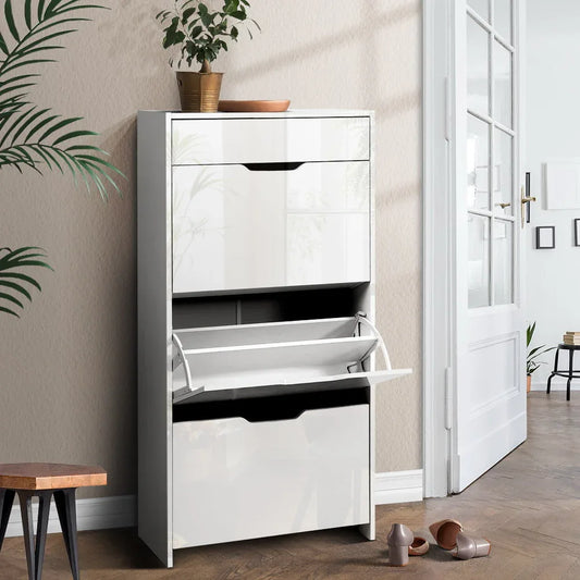Artiss Shoe Rack Cabinet 24 Pairs White Luna - Mekamart Australia