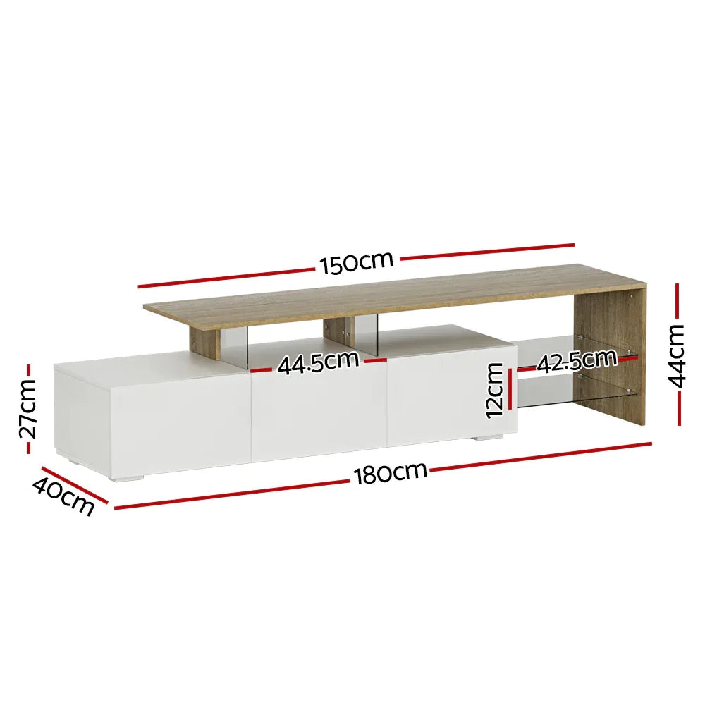 Artiss TV Cabinet Entertainment Unit 180cm Wood White James - Mekamart Australia