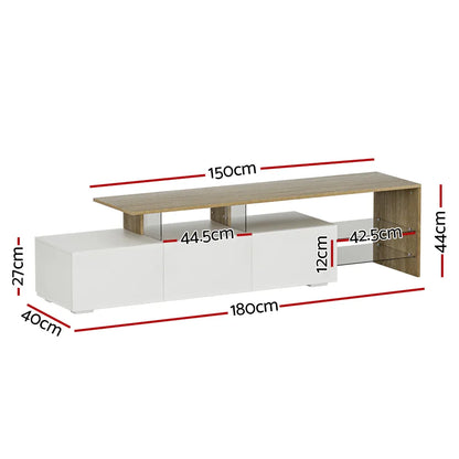 Artiss TV Cabinet Entertainment Unit 180cm Wood White James - Mekamart Australia