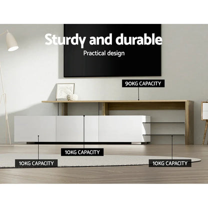 Artiss TV Cabinet Entertainment Unit 180cm Wood White James - Mekamart Australia