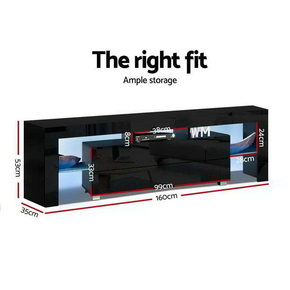 Artiss Entertainment Unit TV Cabinet LED 160cm Black Elo - Mekamart Australia