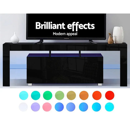 Artiss Entertainment Unit TV Cabinet LED 160cm Black Elo - Mekamart Australia