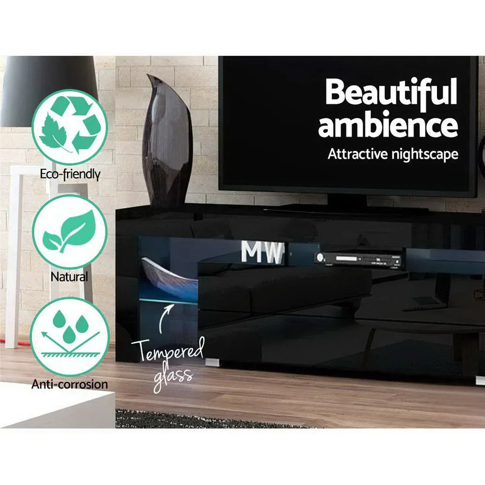 Artiss Entertainment Unit TV Cabinet LED 160cm Black Elo - Mekamart Australia