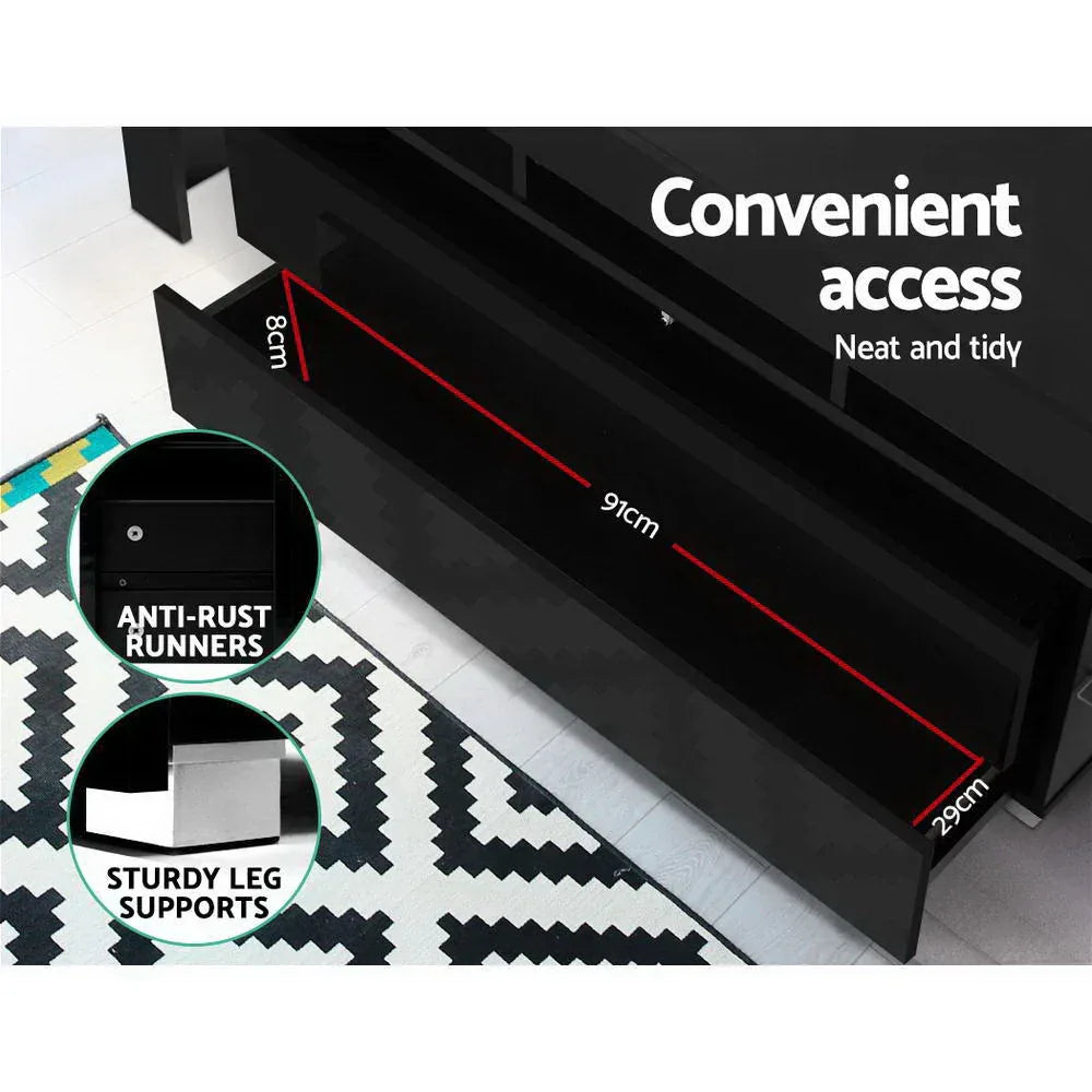 Artiss Entertainment Unit TV Cabinet LED 160cm Black Elo - Mekamart Australia