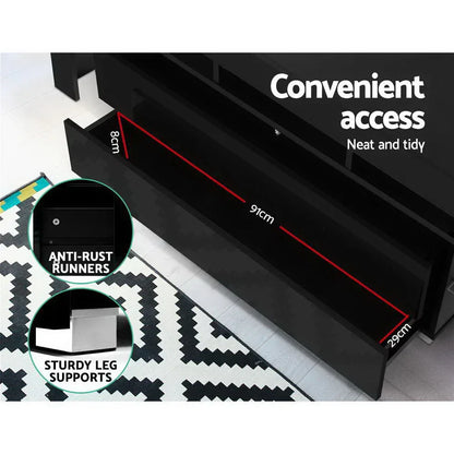 Artiss Entertainment Unit TV Cabinet LED 160cm Black Elo - Mekamart Australia