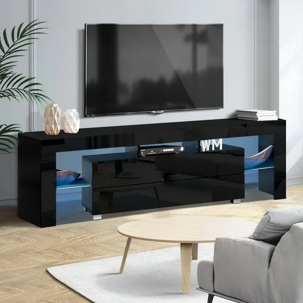 Artiss Entertainment Unit TV Cabinet LED 160cm Black Elo - Mekamart Australia