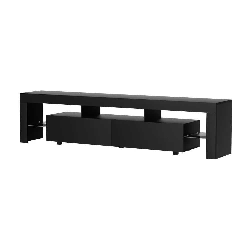 Artiss TV Cabinet Entertainment Unit Stand RGB LED Gloss Furniture 200cm Black - Mekamart Australia
