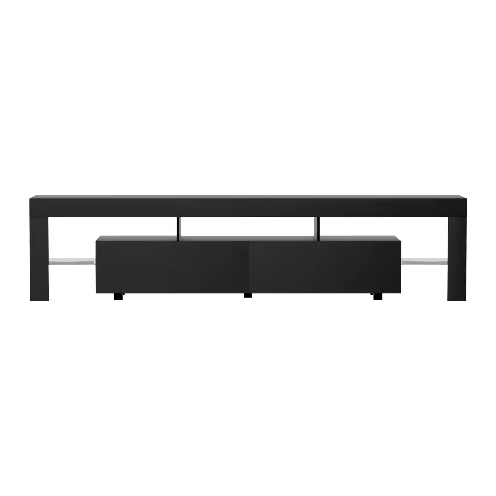 Artiss TV Cabinet Entertainment Unit Stand RGB LED Gloss Furniture 200cm Black - Mekamart Australia