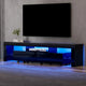 Artiss TV Cabinet Entertainment Unit Stand RGB LED Gloss Furniture 200cm Black - Mekamart Australia