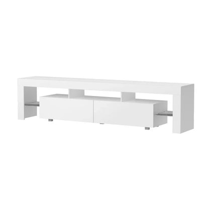 Artiss TV Cabinet Entertainment Unit Stand RGB LED Gloss Furniture 200cm White - Mekamart Australia