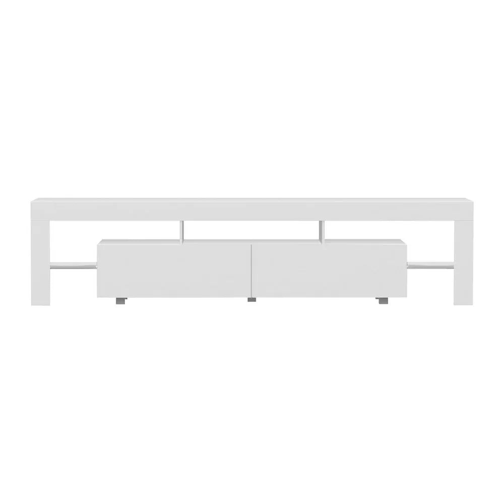 Artiss TV Cabinet Entertainment Unit Stand RGB LED Gloss Furniture 200cm White - Mekamart Australia