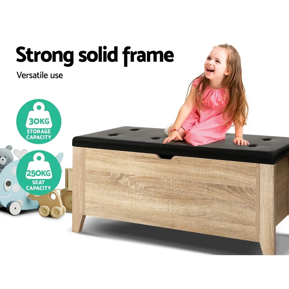 Artiss Storage Ottoman Blanket Box Leather Oak - Mekamart Australia