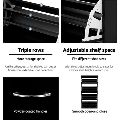 Artiss Shoe Rack Cabinet 60 Pairs 4 Doors - Black - Mekamart Australia