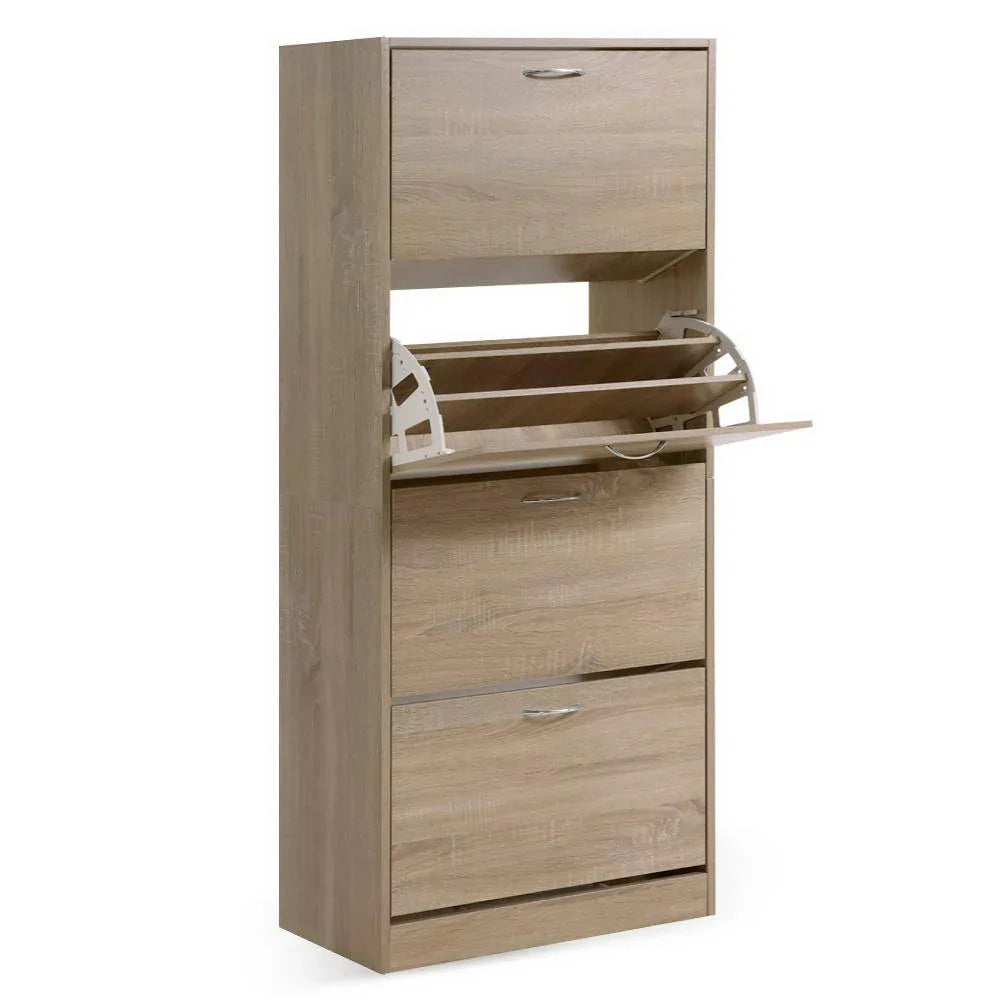 Artiss Shoe Rack Cabinet 60 Pairs 4 Doors - Wood - Mekamart Australia