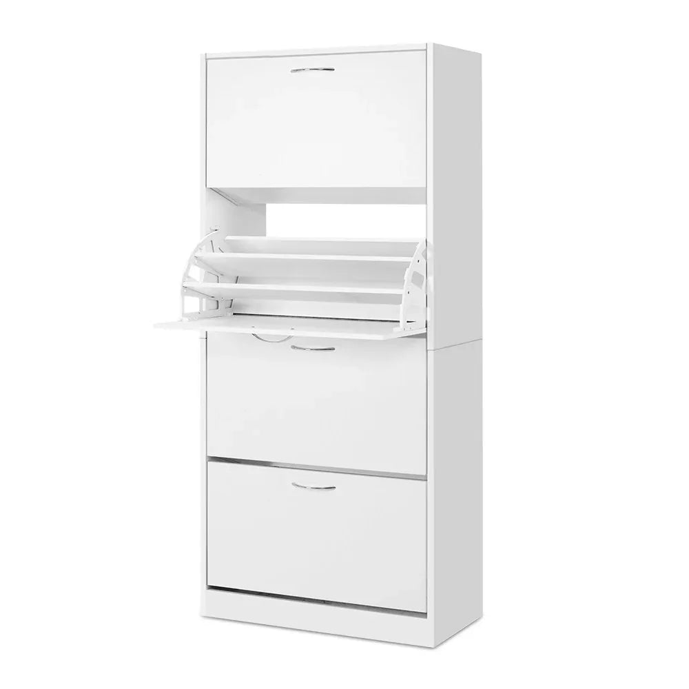 Artiss Shoe Rack Cabinet 60 Pairs 4 Doors - White - Mekamart Australia