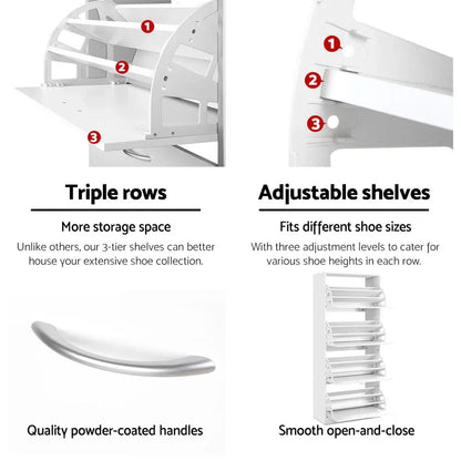 Artiss Shoe Rack Cabinet 60 Pairs 4 Doors - White - Mekamart Australia