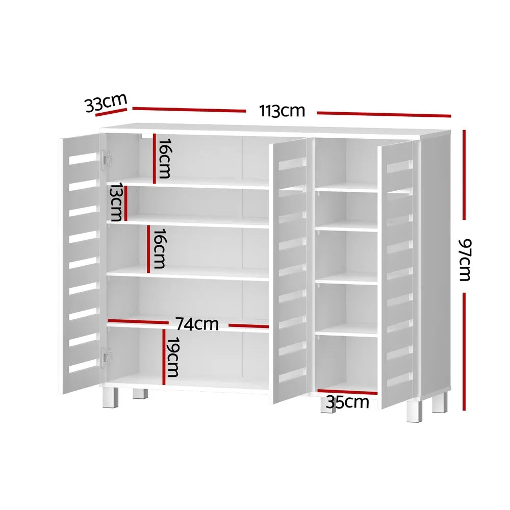 Artiss Shoe Rack Cabinet 30 Pairs Adjustable Shelf White - Mekamart Australia