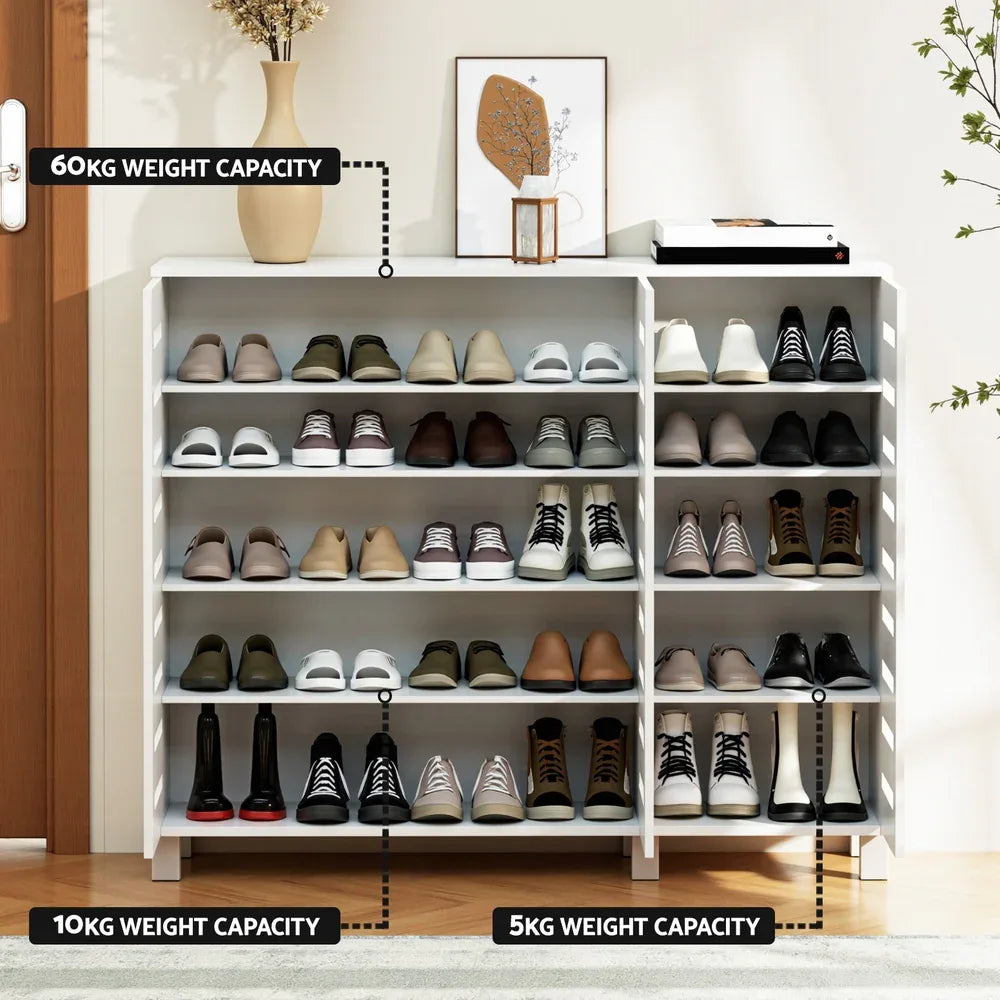 Artiss Shoe Rack Cabinet 30 Pairs Adjustable Shelf White - Mekamart Australia