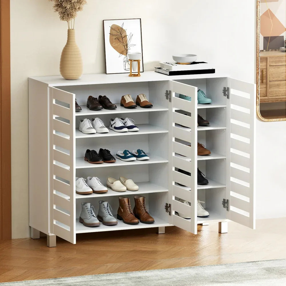Artiss Shoe Rack Cabinet 30 Pairs Adjustable Shelf White - Mekamart Australia