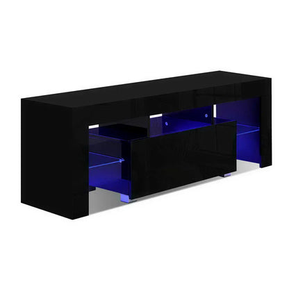 Artiss Entertainment Unit TV Cabinet LED 130cm Black Elo - Mekamart Australia