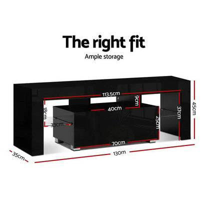 Artiss Entertainment Unit TV Cabinet LED 130cm Black Elo - Mekamart Australia
