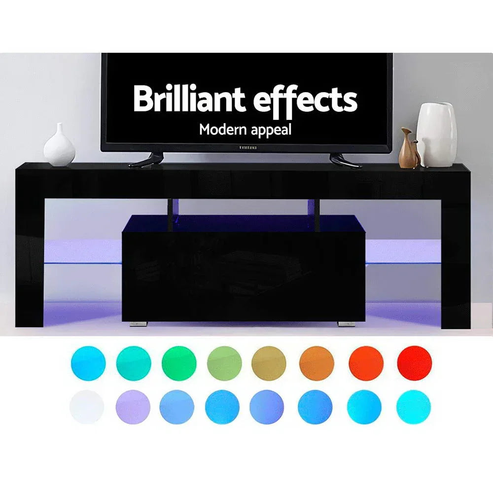 Artiss Entertainment Unit TV Cabinet LED 130cm Black Elo - Mekamart Australia