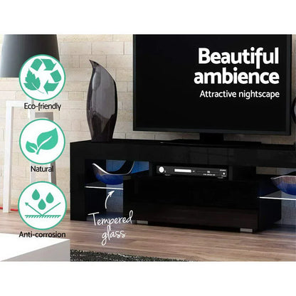 Artiss Entertainment Unit TV Cabinet LED 130cm Black Elo - Mekamart Australia