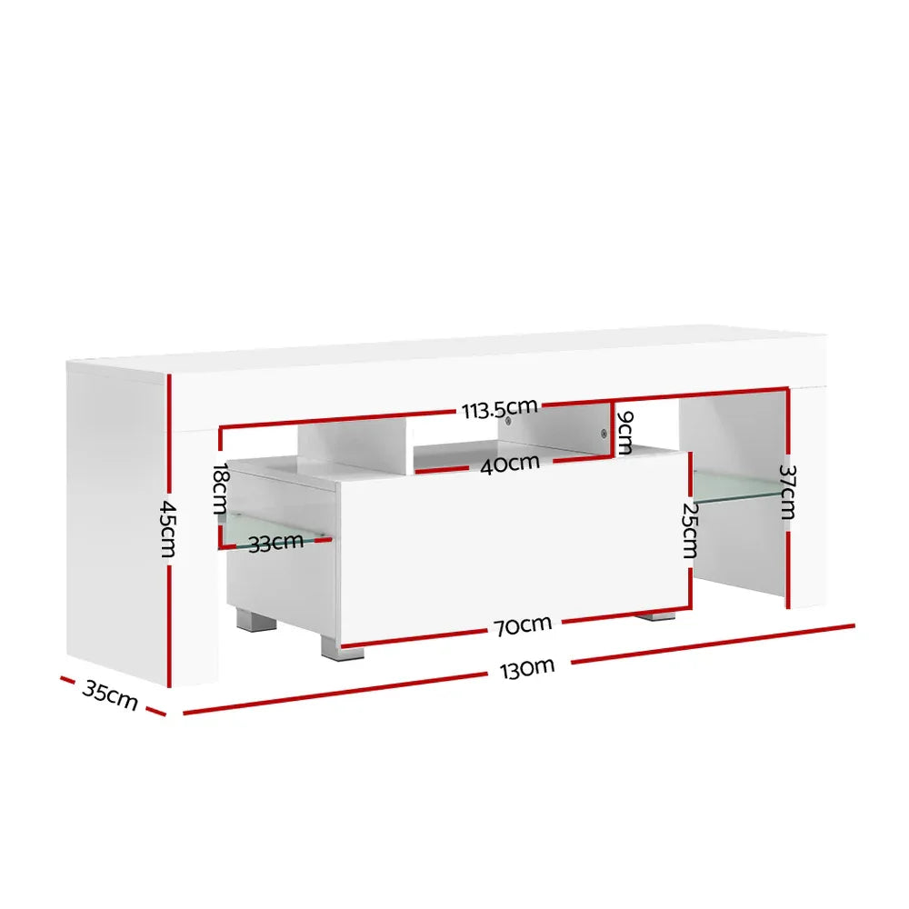 Artiss Entertainment Unit TV Cabinet LED 130cm White Elo - Mekamart Australia