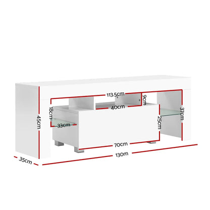 Artiss Entertainment Unit TV Cabinet LED 130cm White Elo - Mekamart Australia