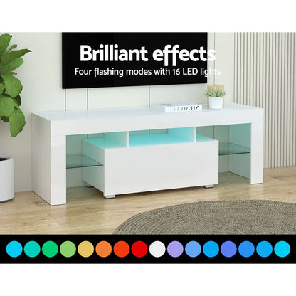 Artiss Entertainment Unit TV Cabinet LED 130cm White Elo - Mekamart Australia