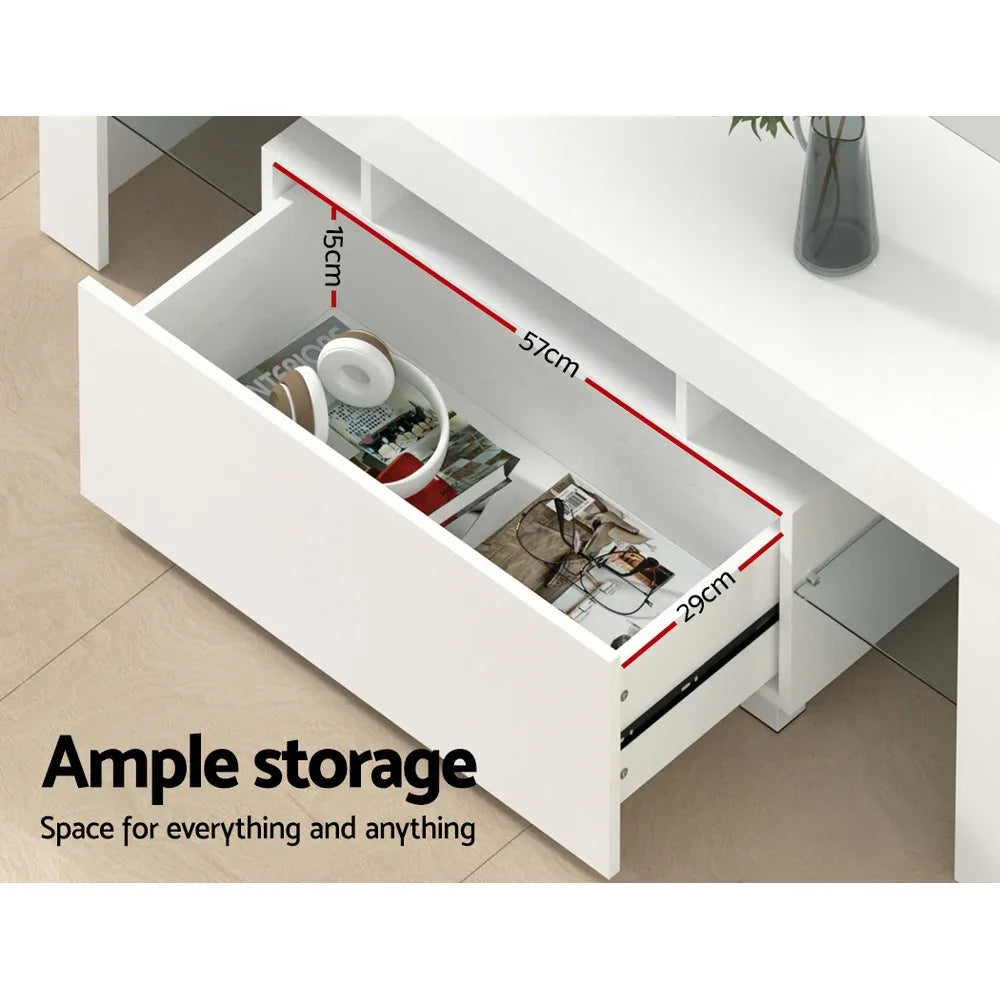 Artiss Entertainment Unit TV Cabinet LED 130cm White Elo - Mekamart Australia