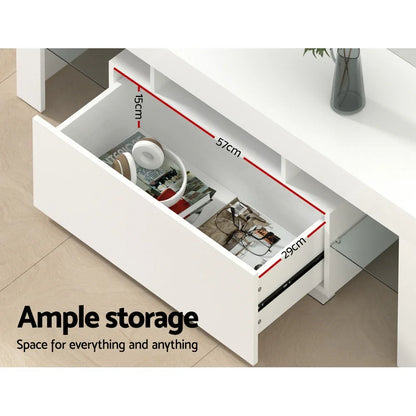 Artiss Entertainment Unit TV Cabinet LED 130cm White Elo - Mekamart Australia