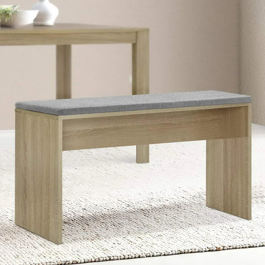 Artiss Dining Bench Upholstery Seat Wooden Chair Oak 90cm - Mekamart Australia
