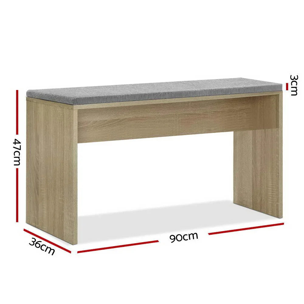 Artiss Dining Bench Upholstery Seat Wooden Chair Oak 90cm - Mekamart Australia