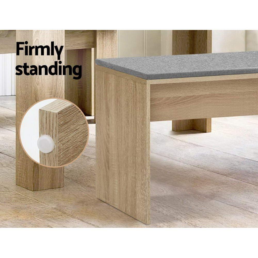 Artiss Dining Bench Upholstery Seat Wooden Chair Oak 90cm - Mekamart Australia