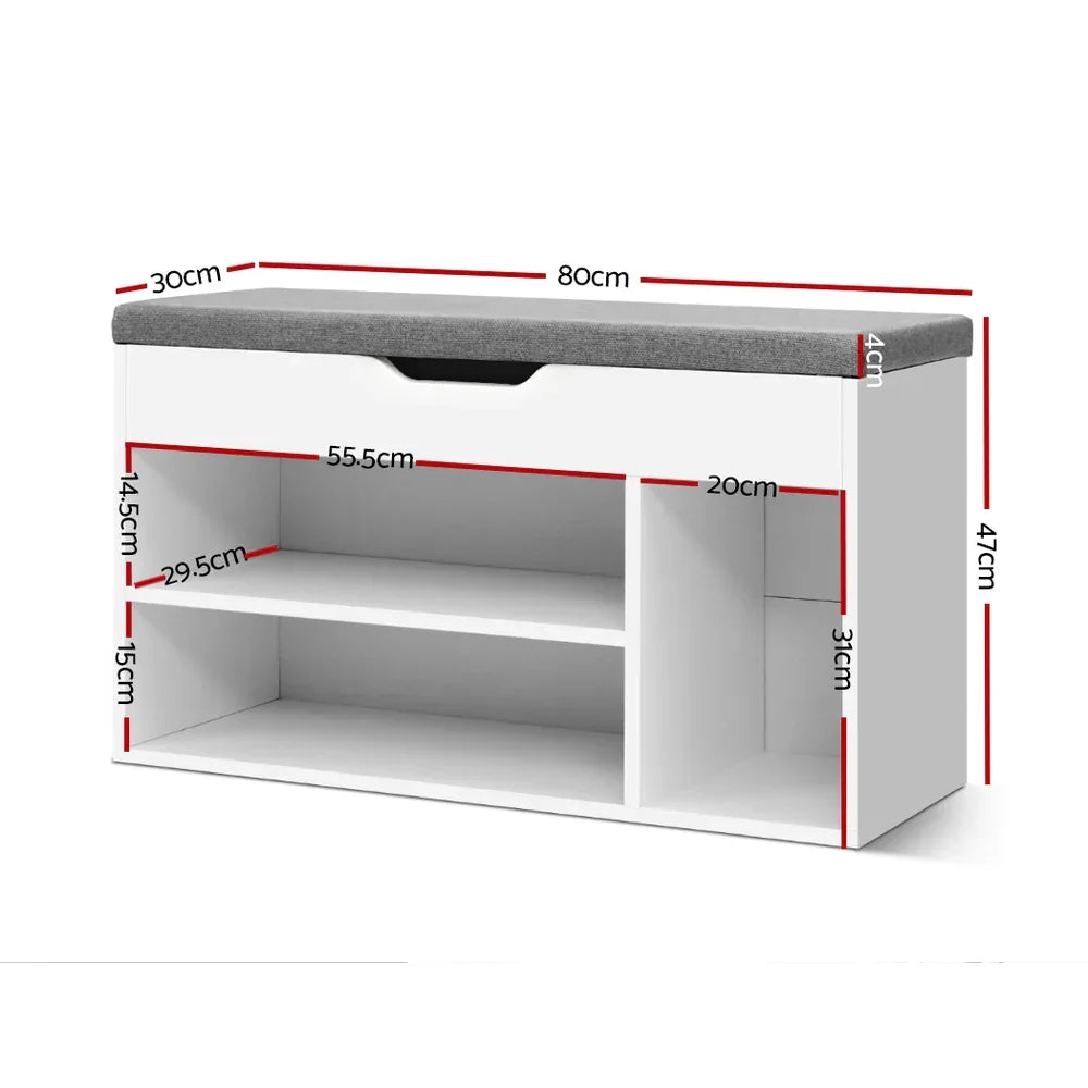 Artiss Shoe Rack Bench Shoe Cabinet White Allen - Mekamart Australia